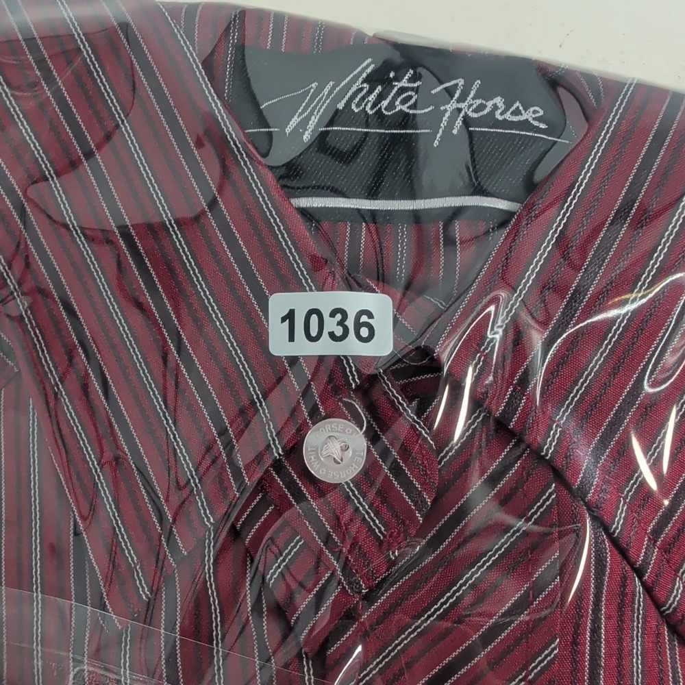 White Horse Pearl Snap Flap Pockets Western Classic Shirt Maroon Red Size L - Picture 7 of 9